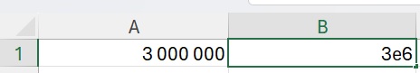 Saisie de 3000000 sous format scientifique sur Excel