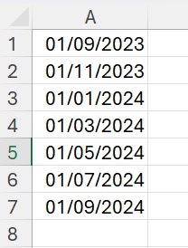Dates qui se suivent tous les deux mois sur Excel 