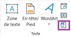 Groupe Texte sur PowerPoint avec l'icône Objet entourée. 